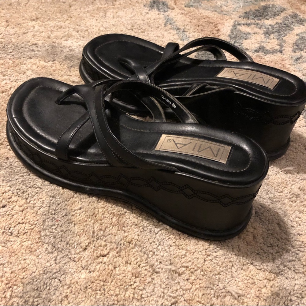 Y2K Chunky Platform wedge Square Toe Sandal Size 8